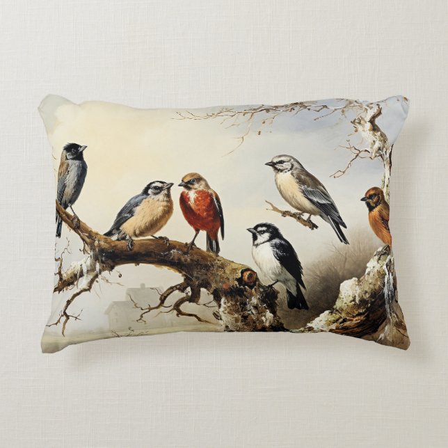 Coussins Décoratifs Oiseaux en hiver (Devant)
