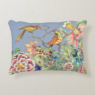 Coussins Décoratifs Oiseaux orientaux dans Jardin Fleur Chinoiserie Bl