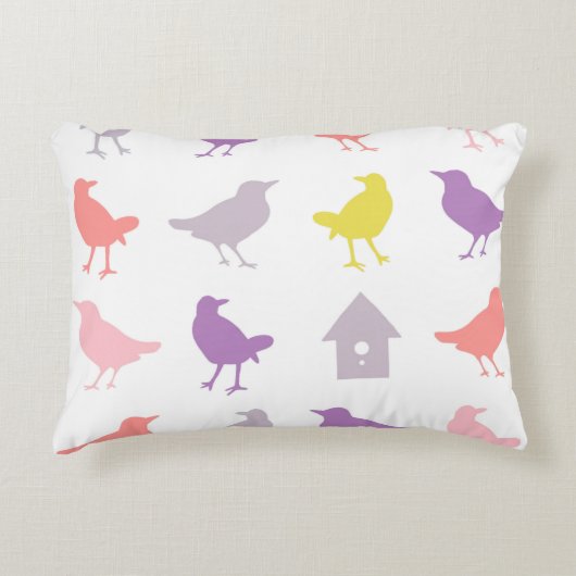 Coussins Décoratifs Oiseaux pastel rose et violet avec Birdhouse (Devant)
