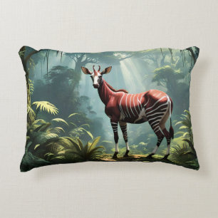Coussins Décoratifs Okapi Dans La Forêt Pluviale, (Zebra Giraffe)