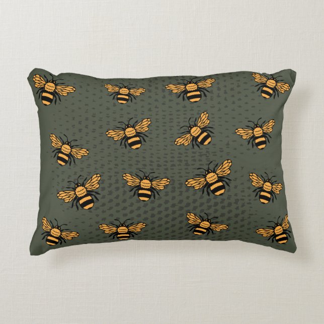 Coussins Décoratifs Olive Green Bee Mingle (Devant)