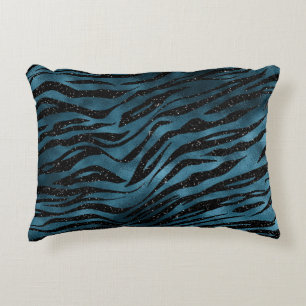 Coussins Décoratifs Ombre d'impression bleu noir Zebra