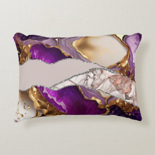 Coussins Décoratifs Or Violet Luxe Design Élégant Texture Liquide
