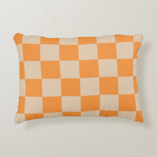 Coussins Décoratifs Orange À damiers En vichy Motif