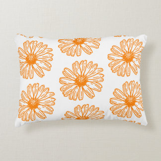 Coussins Décoratifs Orange Daisy Flower Print, Vintage motif floral