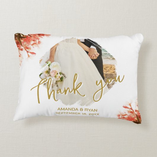 Coussins Décoratifs Orange Oleander Fleurs Merci photo Mariage (Dos)