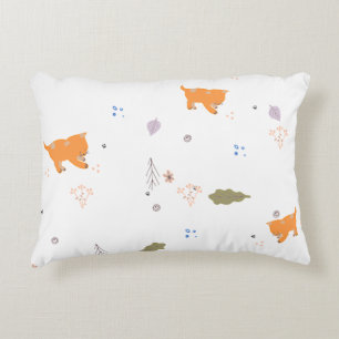 Coussins Décoratifs Orange Tabby et Motif Feuille
