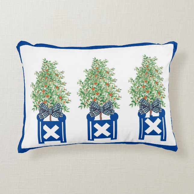 Coussins Décoratifs Orange Topiary Blue Chinoiserie (Devant)