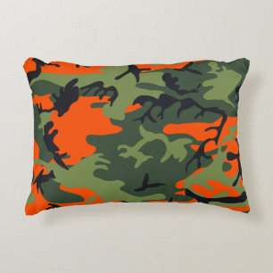 Coussins Décoratifs Orange, vert, camouflage noir Camo