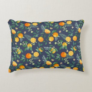 Coussins Décoratifs Oranges de fruits aux feuilles tropicaux et fleurs