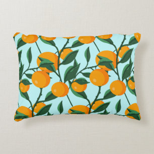 Coussins Décoratifs oranges sur branches de feuilles sans soudure moti