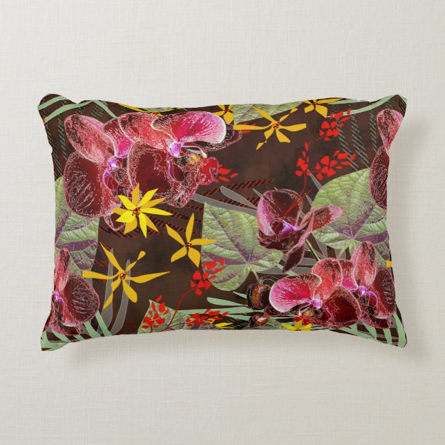 Coussins Décoratifs Orchidées rouges. (Devant)