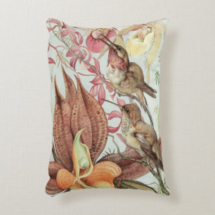 Coussins Décoratifs Orchidées tropicales vintage, fleurs et colibris