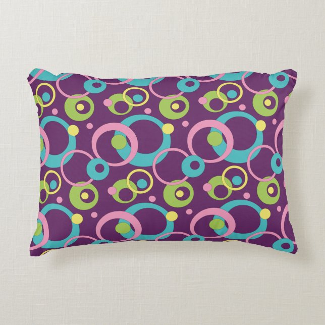 Coussins Décoratifs Oreiller accentué de cercles violets funky (Devant)