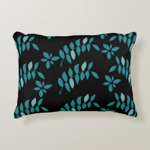 Coussins Décoratifs Oreiller accentué de jungle tropicale aqua et noir