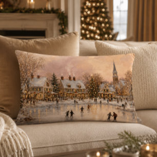 Coussins Décoratifs Oreiller accentué de patinage sur glace du village