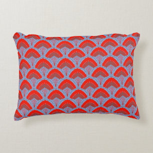 Coussins Décoratifs Oreiller accentué de plume de paon rouge Un arti