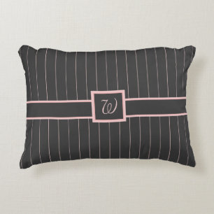 Coussins Décoratifs Oreiller accentué de rayures roses sur fond noir