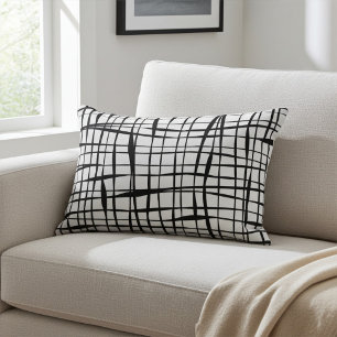 Coussins Décoratifs Oreiller Accentué Moderne Noir et Blanc Clôturé
