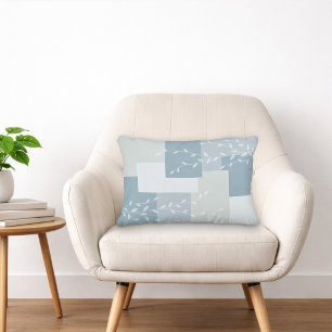 Coussins Décoratifs Oreiller accentuel botanique blanc bleu poussiéreu