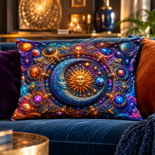 Coussins Décoratifs Oreiller accentuel Soleil Lune Céleste 16x12