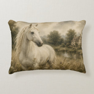 Coussins Décoratifs Oreiller de cottage Cheval Blanc Vintage