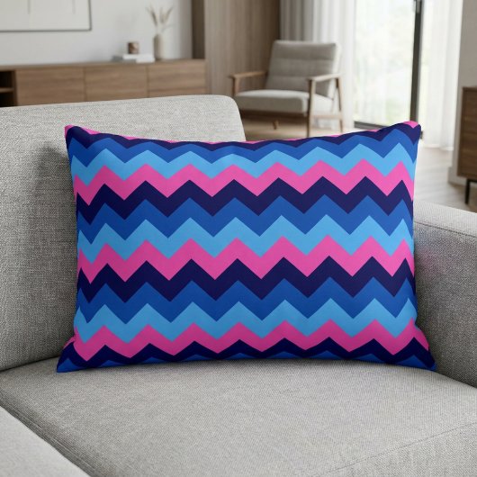 Coussins Décoratifs Oreiller de décoration à motif chevron bleu rose