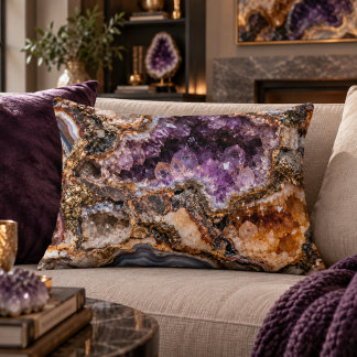 Coussins Décoratifs Oreiller de décoration Geode d'Améthyste 16x12