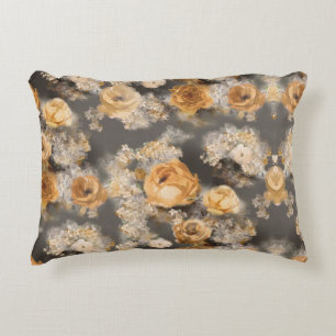 Coussins Décoratifs oreiller de luxe avec des roses dorées élégantes