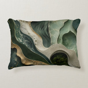 Coussins Décoratifs Oreiller jeté abstrait en marbre doré vert Art d