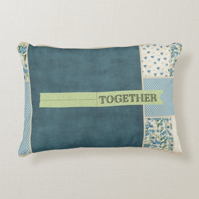 Coussins Décoratifs Oreiller jeté en patchwork bleu ensemble (Devant)