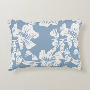 Coussins Décoratifs Oreiller jeté moderne à silhouette florale bleu po