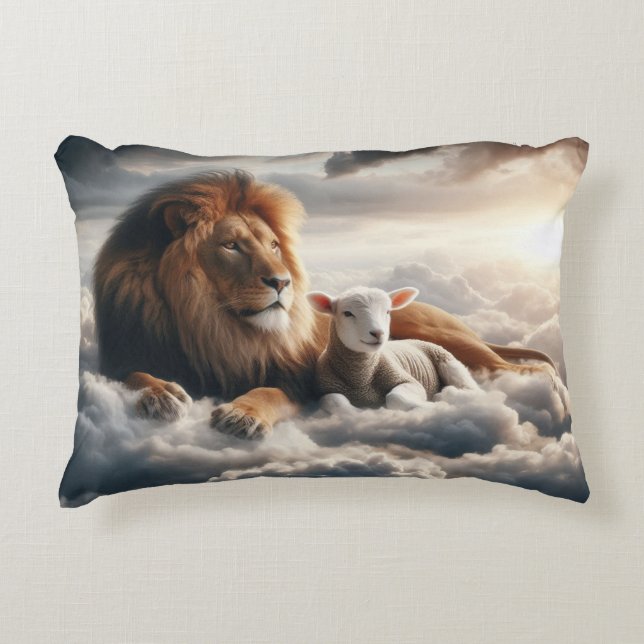 Coussins Décoratifs Oreiller Lion et Lamb (Devant)