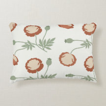 Oreiller Lombaire Accent Floral Coquelicot Rouille