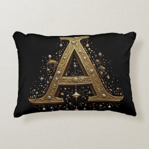 Coussins Décoratifs Orné Lettre A Or En Luxe Monogramme Vintage
