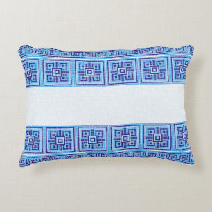 Coussins Décoratifs Ornement en mosaïque grecque - Tons de bleu