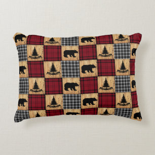 Coussins Décoratifs Ours en carreaux de Buffalo rustiques Arbres Bois