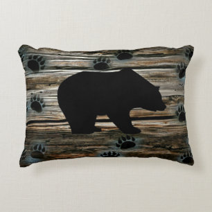 Coussins Décoratifs Ours Noir Ours Noir Pâtes Bois Rustique