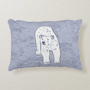 Coussins Décoratifs Ours polaire sur la peinture sur glace - Art origi
