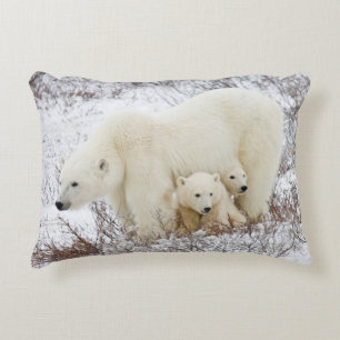 Coussins Décoratifs Ours polaires femelle et deux oursons