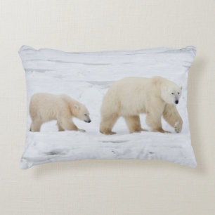Coussins Décoratifs Ours polaires femelle et deux oursons