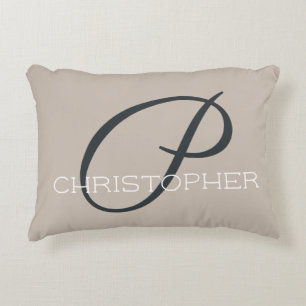 Coussins Décoratifs P Initial Nom Personnalisé Neutre Taupe Brun