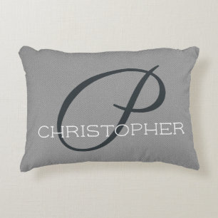Coussins Décoratifs P Initial Nom Personnalisé Noir Blanc Gris