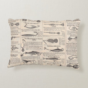 Coussins Décoratifs Page de catalogue de leurres de pêche antiques en