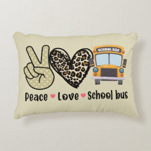 Coussins Décoratifs Paix, Amour, Bus scolaire