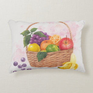 Coussins Décoratifs Panier de fruits vibrants Art à l'aquarelle