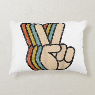 Coussins Décoratifs Panneau de Paix Rétro V Doigts Vintage 60s les ann