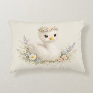 Coussins Décoratifs Papeterie aquarelle élégante de bébé cygne fleur s