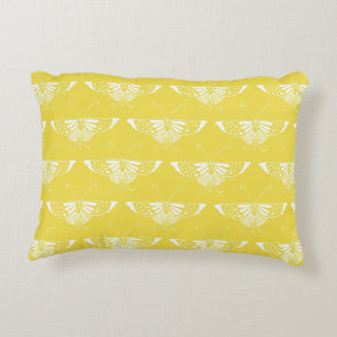 Coussins Décoratifs Papillon Art déco stylisé - jaune et blanc