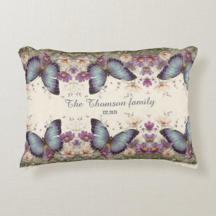 Coussins Décoratifs Papillon bleu vintage et floral pour la famille